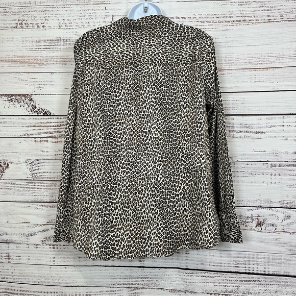 Talbots Brown Leopard Button Long Sleeve Shirt - Picture 6 of 11
